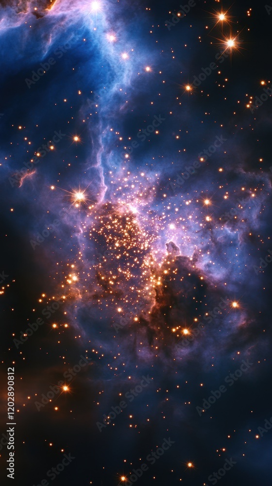 Poster cosmic nebula: a celestial tapestry of stars and gas clouds in deep space
