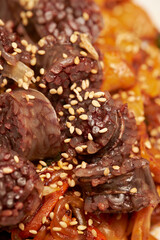 Spicy stir-fried sundae, Korean food 