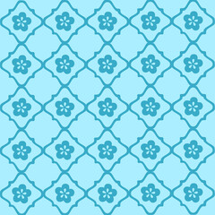 Ethnic geometric pattern, floral pattern, oriental colors, seamless, seamless pattern, flowers, white, blue background design for fabric, curtain,
