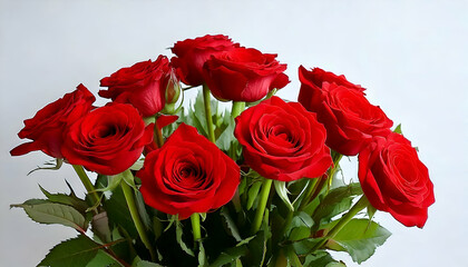 Naklejka premium Valentine's Day bouquet of roses against a white background, photography