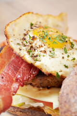 Bacon Egg Burger on a Plate