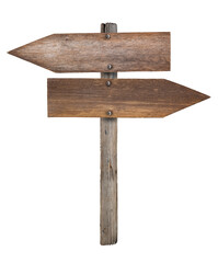 Wooden sign isolated on white background. old Wood planks sign for design text on top wood.