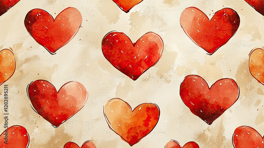 Poster colorful hearts scattered on a textured background create a vibrant and engaging visual design for v