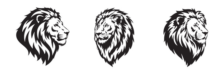 Lion Head Vector Silhouette Logo Design. Lion Vector Illustration