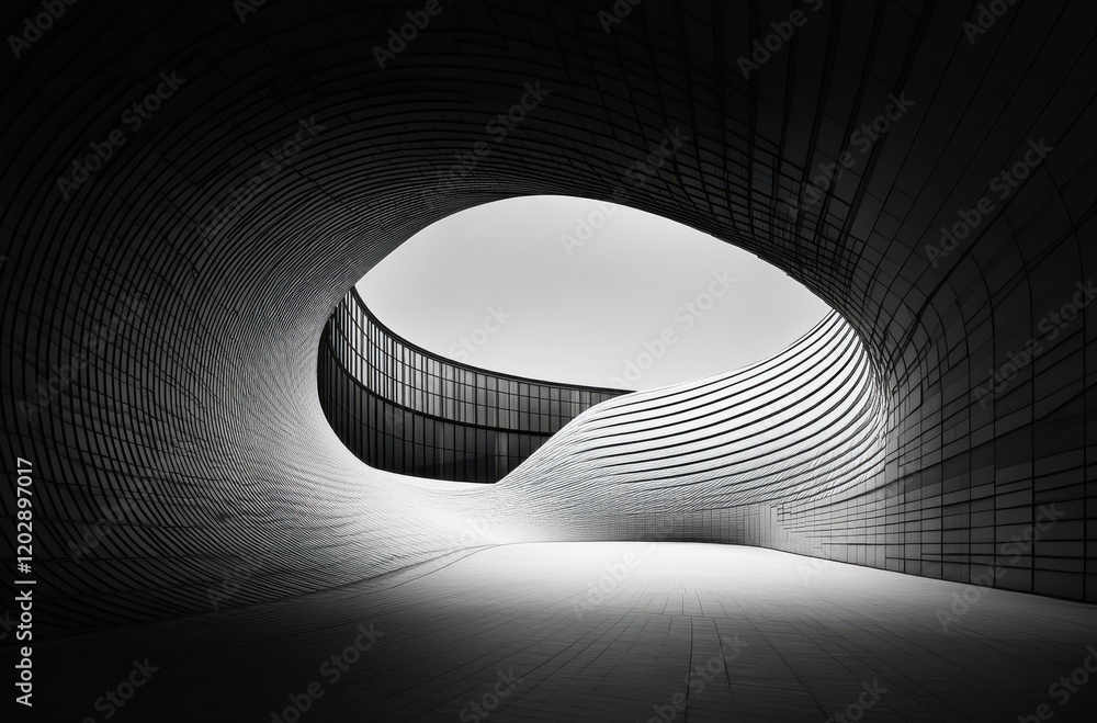Poster modern architecture with dynamic curves and flowing lines creating a unique visual experience in an 