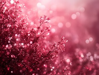 A shimmering expanse of red glitter, sparkling with golden light and creating a magical, festive atmosphere.
