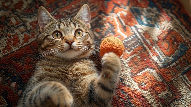 Playful Kitten on a Persian Rug