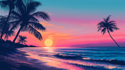 Obraz premium Tropical Sandy Beach with Soft Blue Ocean Waves and Clear Water