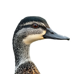 The head of an australian pacific black duck on a transparent background