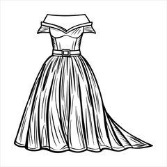 Fototapeta premium egant Off-Shoulder Wedding Gown with Sweetheart Neckline and Flowing A-Line Skirt