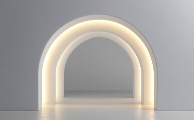 Modern Minimalist Architectural Design with Curved Arches and Soft Lighting in a Calm Interior Space for Contemporary Aesthetic and Creative Concepts