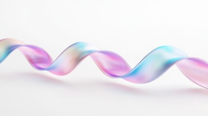 Naklejka premium Iridescent ribbon swirl, white background, abstract design, website banner