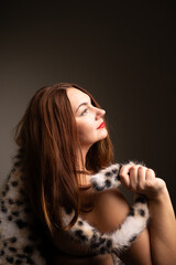 A breathtaking portrait that beautifully showcases elegance, beauty, and high fashion with a...