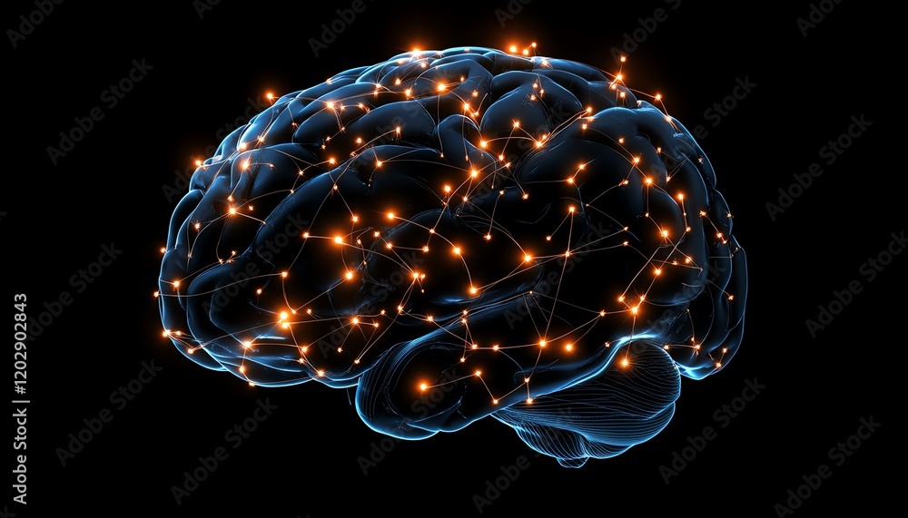 Poster conceptual digital neural network brain