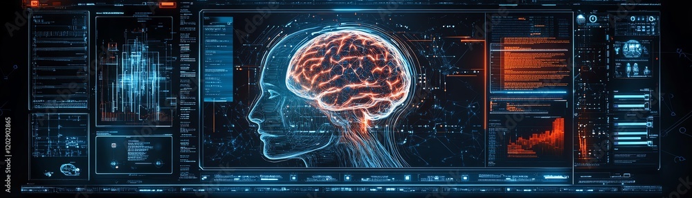 Aufkleber futuristic ai interface on a modern computer screen