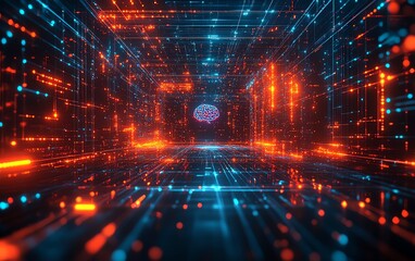 Fototapeta premium Neonbright digital brain network with intricate