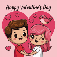 A heartwarming vector illustration of a happy family with a smiling couple, children, and a baby, perfect for a love, family, or children's day card design, valentine Day