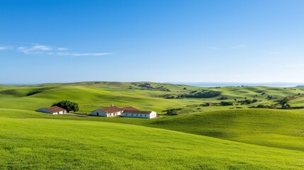 Serene Rural Landscape with Farmhouses