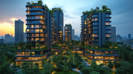 Luxurious Green Eco-Friendly Apartments in City Skyline
