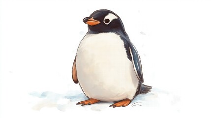 Fototapeta premium A penguin is standing on a snowy surface
