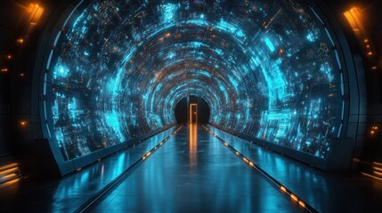Futuristic Neon Tunnel: A Journey into the Digital Realm