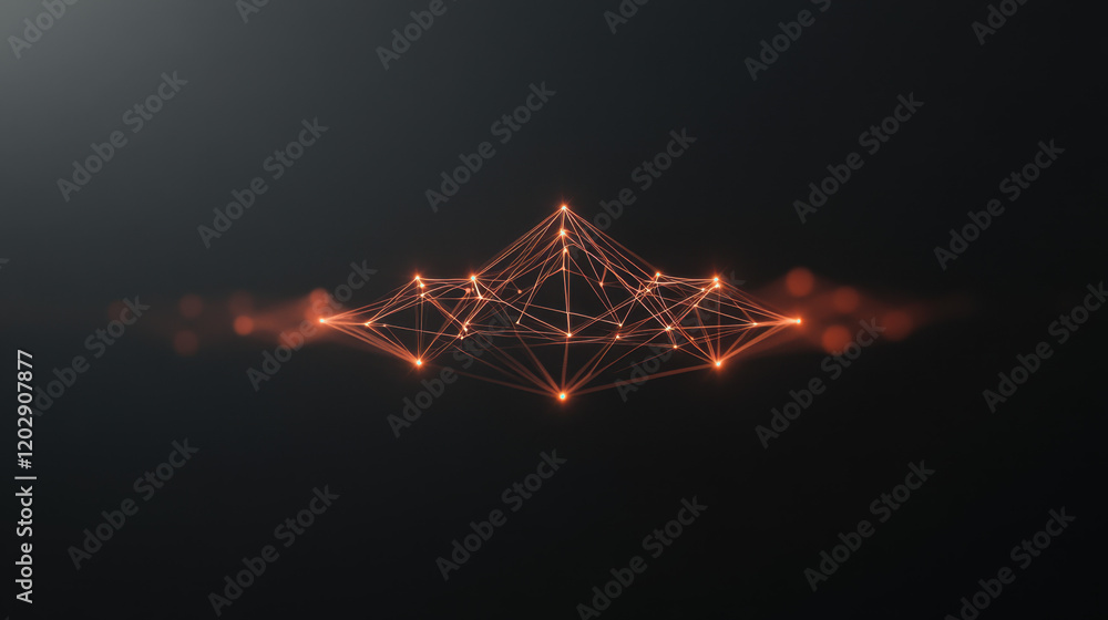Poster a digital network visualization featuring glowing connections on a dark background, representing dat