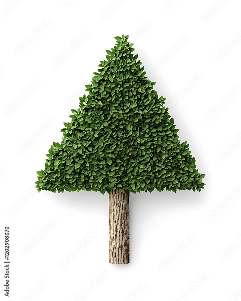 Poster a stylized green tree with a triangular shape and textured trunk, symbolizing nature and sustainabil