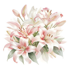 Fototapeta premium Watercolor Lilies Bouquet