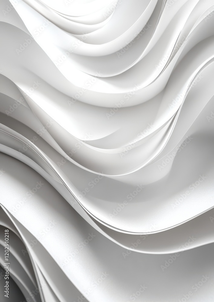 Aufkleber smooth curved waves of white paper creating an elegant and modern background for creative projects a