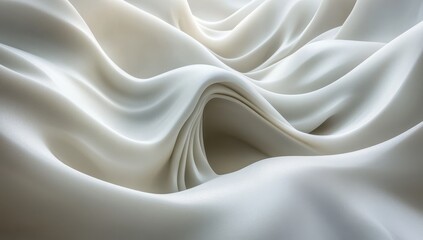 Obraz premium Soft White Satin Fabric Draped Elegantly in Beautiful Waves, Showcasing the Smooth Texture and Luster of the Material, Perfect for Fashion and Interior Design Projects