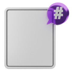 3d chat hashtag note paper text box