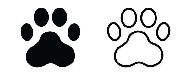 cats paw print icon set. pet paw sign set. paw footprint of cat. paw print sign for mobile and website. vector illustration on transparent background. © Solayman