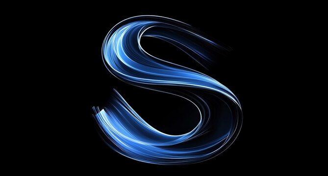 Abstract Blue Swirling S Letter Design