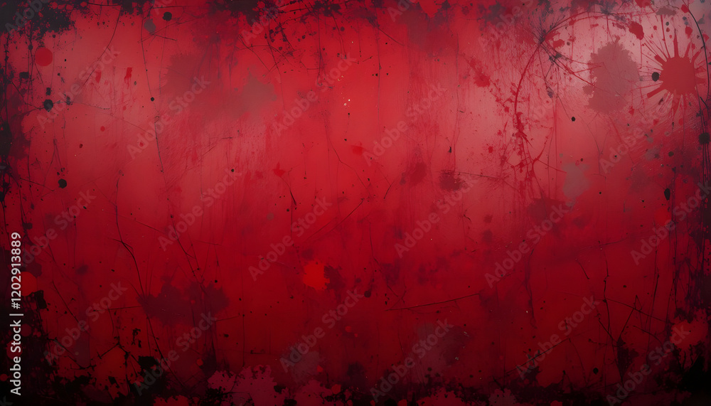 Poster abstract red texture with dark splatter marks