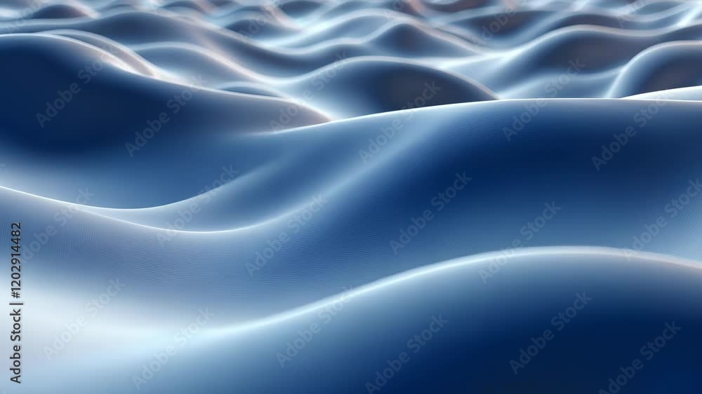 Poster hypnotic wave motion: serene abstract blue waves flowing in rhythmic patterns