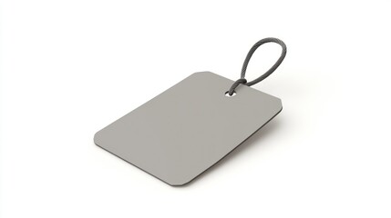 Gray tag, string loop, white background, mockup, retail