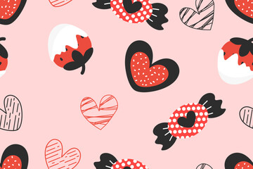 Valentine day, Valentine's seamless pattern with hearts design for fabric, cotton, wallpaper, satin, paper.	
