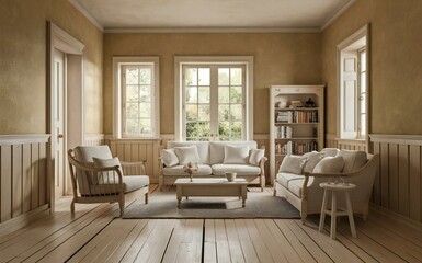 Fototapeta premium modern living room with fireplace