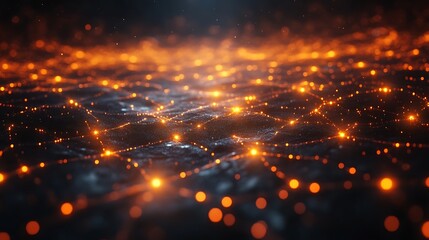 Obraz premium Abstract Glowing Orange Lights On Dark Surface