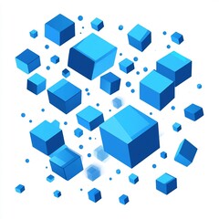 Obraz premium Abstract Blue Cubes: A 3D Digital Art