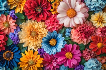 Seamless Beautiful Colorful Decorative Flowers Pattern: Vibrant Design for Fabrics, Wallpapers, and...