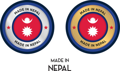 Made in Nepal. Premium labels, stickers, pointer, badge and symbol of Nepal flag icon. Collection vector illustration
