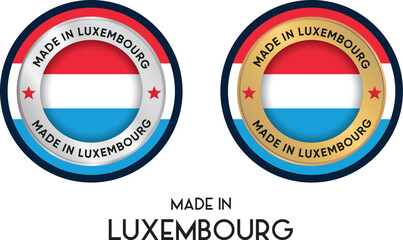 Made in Luxembourg. Premium labels, stickers, pointer, badge and symbol of Luxembourg flag icon. Collection vector illustration