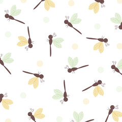 Cute pattern vector illustration of a dragonfly.