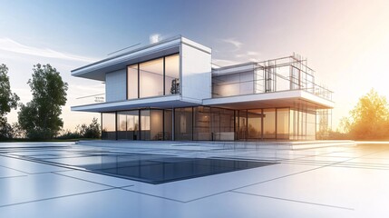 Fototapeta premium Modern Architectural Design of a Luxury Home with Pool