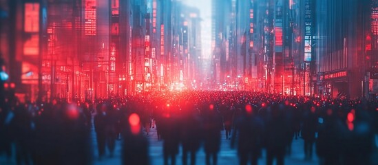 Cyberpunk City: A Sea of Red and Blue