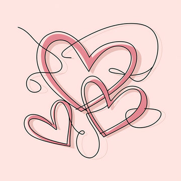 recommend clip art: Minimalist Line Art of Hearts - Romantic Abstract Design
