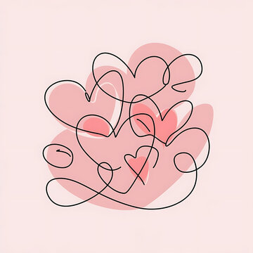 recommend clip art: Minimalist Line Art of Hearts - Romantic Abstract Design