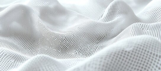 Naklejka premium Abstract White Fabric Texture: A Detailed Close-up of a Subtle Wavy Patterned Mesh
