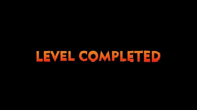 Level completed text animated with black background